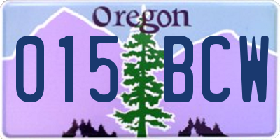 OR license plate 015BCW