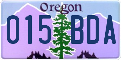 OR license plate 015BDA