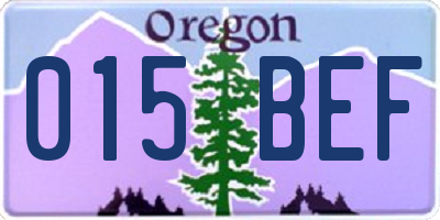 OR license plate 015BEF