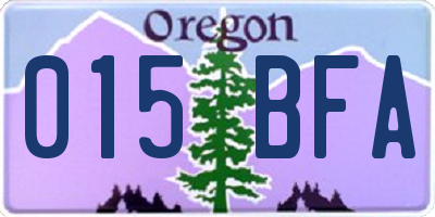 OR license plate 015BFA