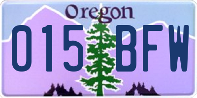 OR license plate 015BFW
