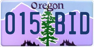 OR license plate 015BID