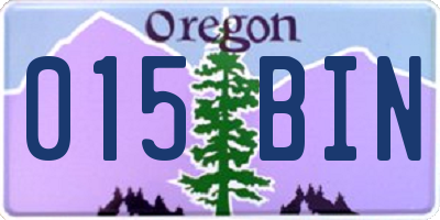 OR license plate 015BIN