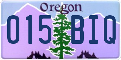 OR license plate 015BIQ