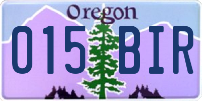 OR license plate 015BIR