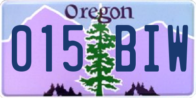 OR license plate 015BIW
