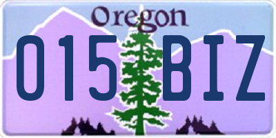 OR license plate 015BIZ