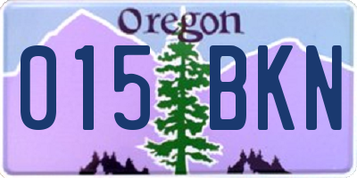OR license plate 015BKN