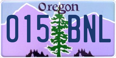 OR license plate 015BNL