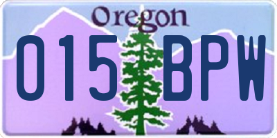 OR license plate 015BPW