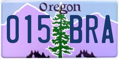 OR license plate 015BRA