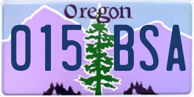 OR license plate 015BSA