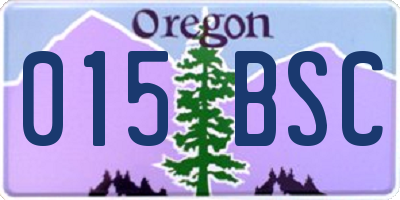 OR license plate 015BSC