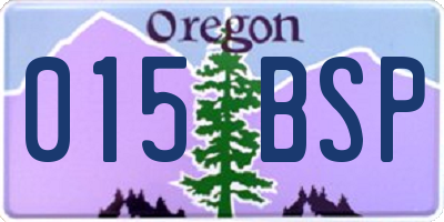 OR license plate 015BSP