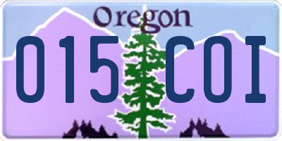 OR license plate 015COI