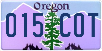 OR license plate 015COT