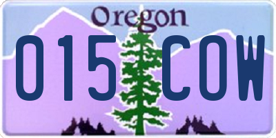 OR license plate 015COW
