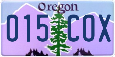 OR license plate 015COX