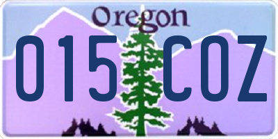 OR license plate 015COZ
