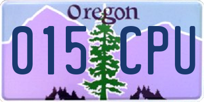 OR license plate 015CPU