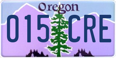 OR license plate 015CRE