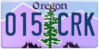 OR license plate 015CRK