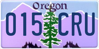OR license plate 015CRU