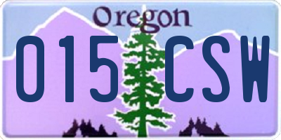 OR license plate 015CSW