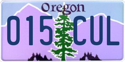 OR license plate 015CUL