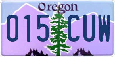 OR license plate 015CUW