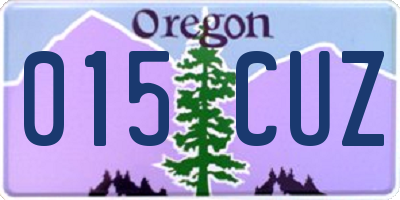 OR license plate 015CUZ