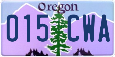 OR license plate 015CWA