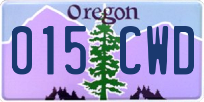 OR license plate 015CWD