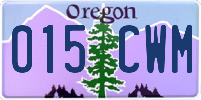 OR license plate 015CWM