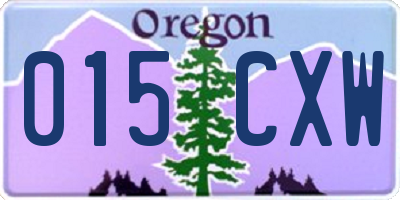 OR license plate 015CXW