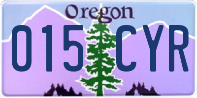 OR license plate 015CYR