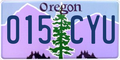 OR license plate 015CYU