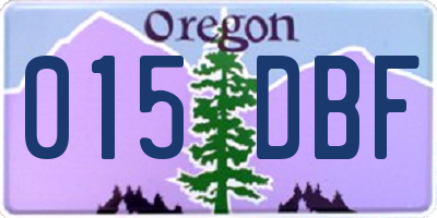OR license plate 015DBF