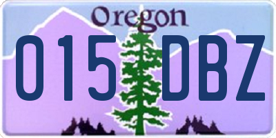 OR license plate 015DBZ