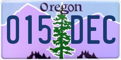 OR license plate 015DEC