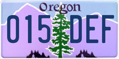 OR license plate 015DEF