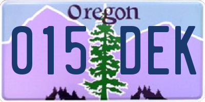 OR license plate 015DEK