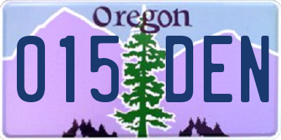 OR license plate 015DEN