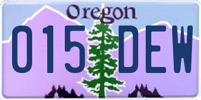 OR license plate 015DEW