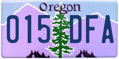 OR license plate 015DFA