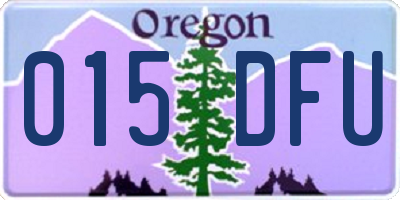 OR license plate 015DFU
