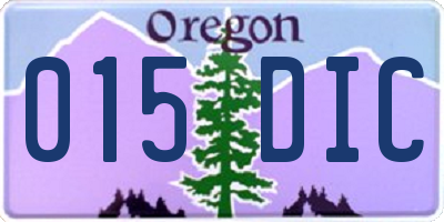 OR license plate 015DIC