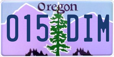 OR license plate 015DIM