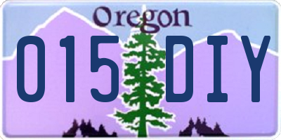 OR license plate 015DIY