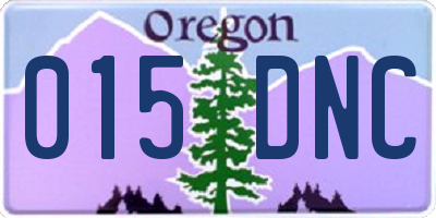 OR license plate 015DNC